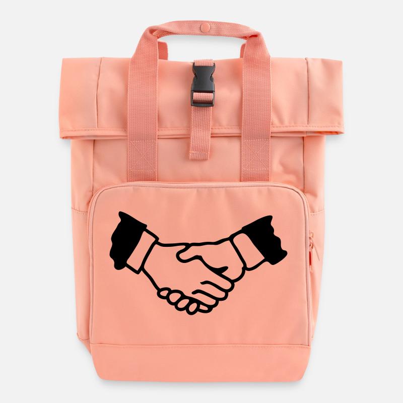 Hände schütteln - Line - Rolltop Rucksack mit zwei Griffen - Chintzrosa