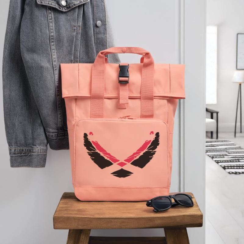 U shape pattern circle Roll Top Backpack with Two Handles