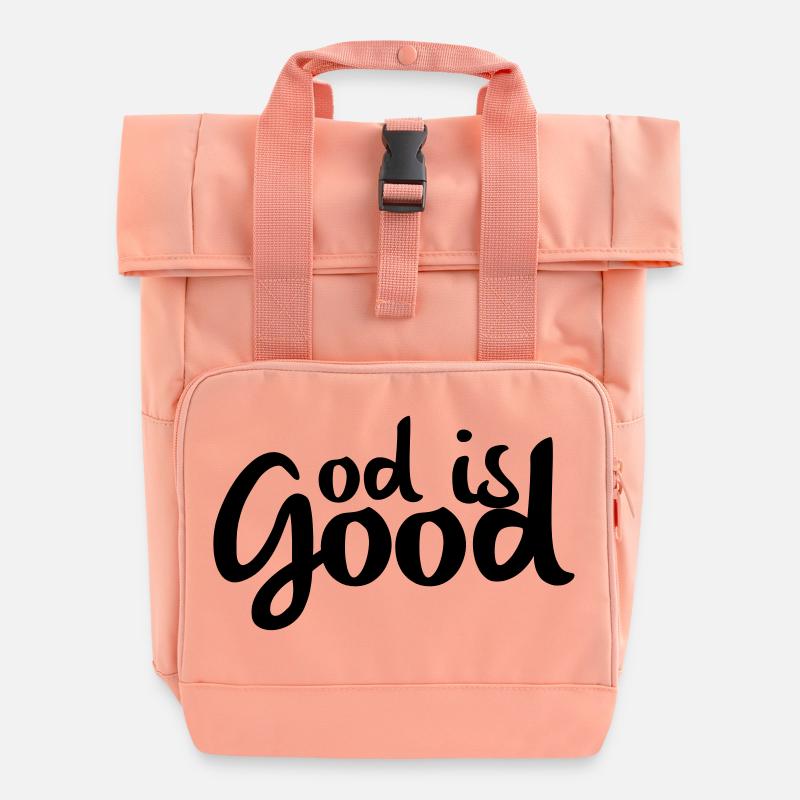 God is good - Roll Top Backpack with Two Handles - chintz rose