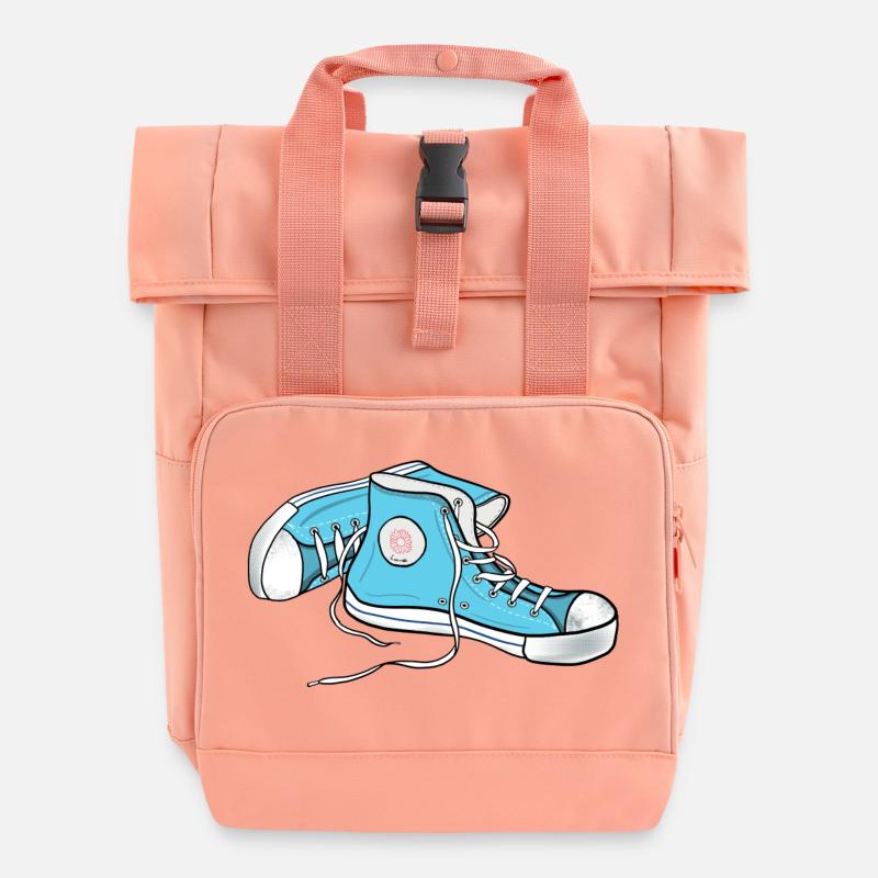 Comic Chucks blue - Roll Top Backpack with Two Handles - chintz rose