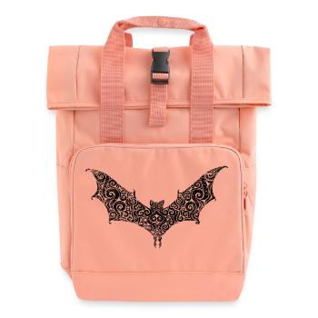 Fledermaus (verschnörkelt) - Rolltop Rucksack mit zwei Griffen - Chintzrosa - Vorne