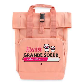 Bientôt grande sœur - Sac à dos Roll Top à deux anses - rose liberty - Devant