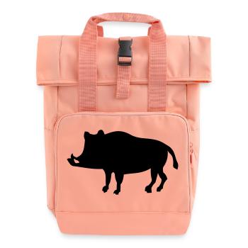 Schatten Wildschwein - 1 Farb Vektor - Rolltop Rucksack mit zwei Griffen - Chintzrosa - Vorne
