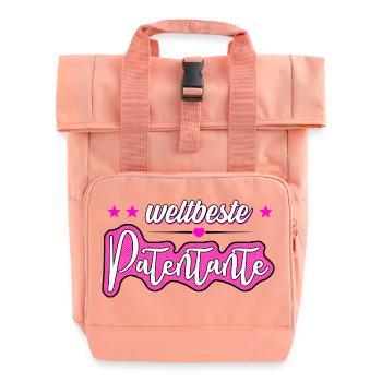 Weltbeste Patentante - Rolltop Rucksack mit zwei Griffen - Chintzrosa - Vorne