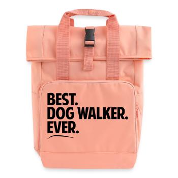 Best dog walker ever period bold text - Roll Top Backpack with Two Handles - chintz rose - Front