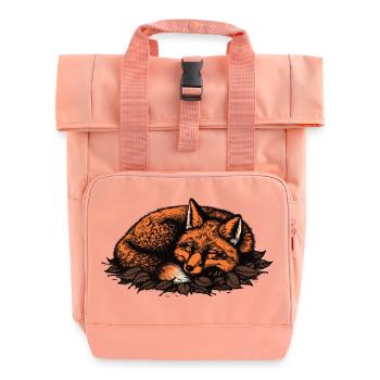 Schlafender Fuchs auf Herbstblättern - Rolltop Rucksack mit zwei Griffen - Chintzrosa - Vorne