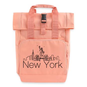 New York Skyline - Rolltop Rucksack mit zwei Griffen - Chintzrosa - Vorne