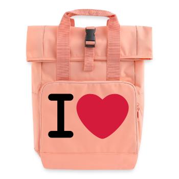I love - Roll Top Backpack with Two Handles - chintz rose - Front