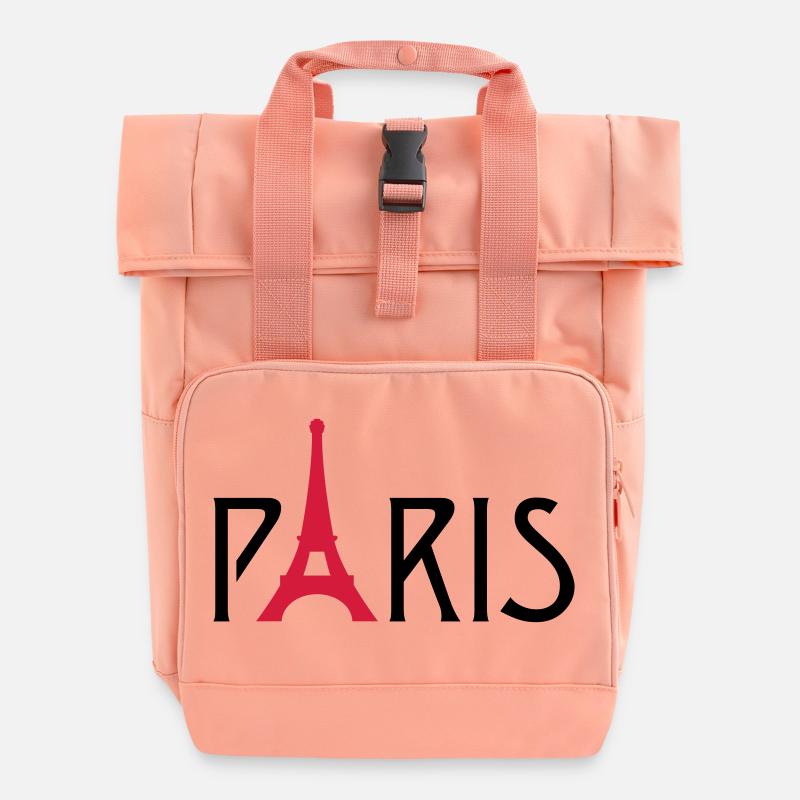 Paris Eiffel Tower - Roll Top Backpack with Two Handles - chintz rose