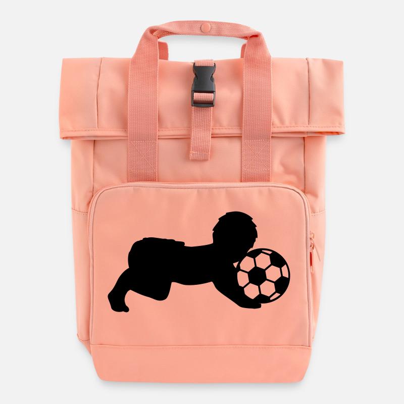 Soccer Ball Baby - Roll Top Backpack with Two Handles - chintz rose