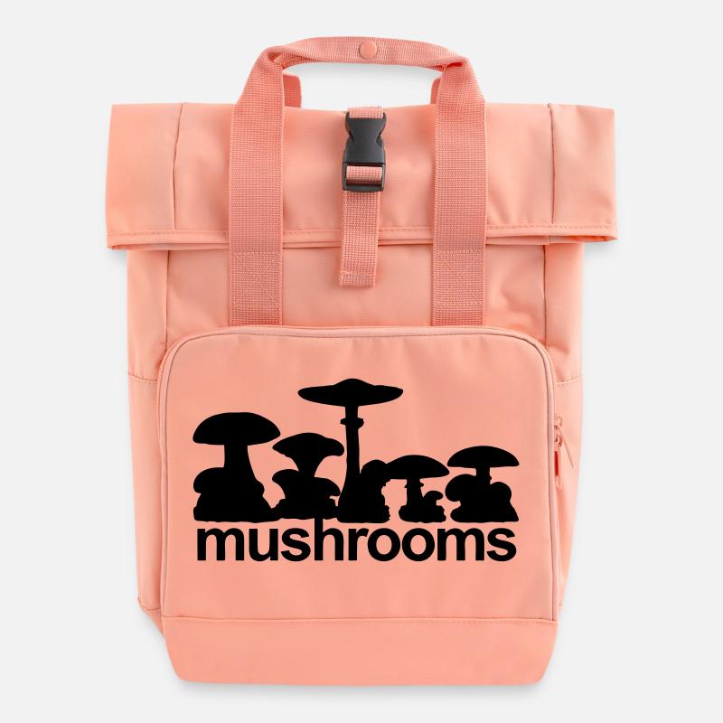 Mushirooms - Roll Top Backpack with Two Handles - chintz rose
