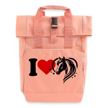 J’adore les chevaux - Sac à dos Roll Top à deux anses - rose liberty - Devant