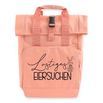 Lustiges Eiersuchen 🥚😂 - Rolltop Rucksack mit zwei Griffen - Chintzrosa - Vorne