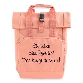 Leben ohne Pferde - Rolltop Rucksack mit zwei Griffen - Chintzrosa - Vorne