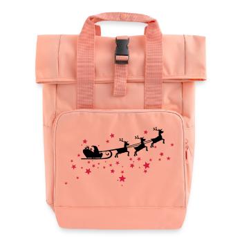 Christkind mit Schlitten am Sternenhimmel - Rolltop Rucksack mit zwei Griffen - Chintzrosa - Vorne