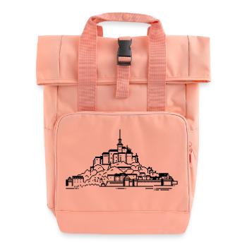 1bit Pixel Mont Saint Michel - Roll Top Backpack with Two Handles - chintz rose - Front
