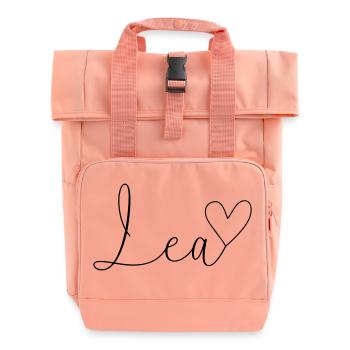 Lea Last Name First Name Girl - Roll Top Backpack with Two Handles - chintz rose - Front