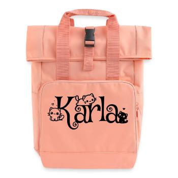 Karla Nom Prénom Nom du chaton - Sac à dos Roll Top à deux anses - rose liberty - Devant