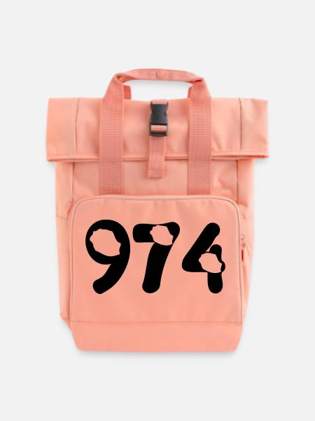 974 Reunion map - Roll Top Backpack with Two Handles - chintz rose