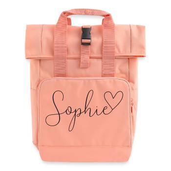 Sophie Last name First name Girl - Roll Top Backpack with Two Handles - chintz rose - Front