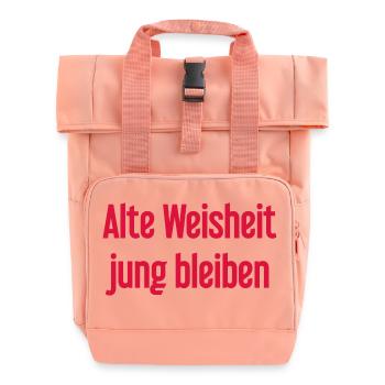Old wisdom, stay young – cheerful saying - Roll Top Backpack with Two Handles - chintz rose - Front