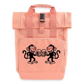 Beer Monkey Drinking - Roll Top Backpack with Two Handles - chintz rose - Front