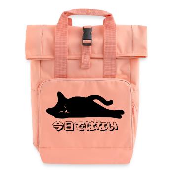 Not Today - Tired Cat Kanji - Roll Top Backpack with Two Handles - chintz rose - Front