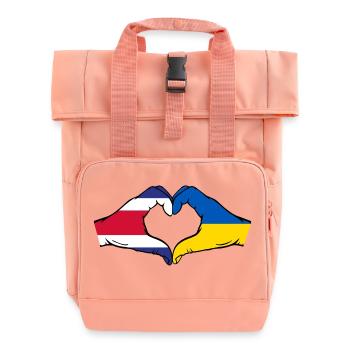 Costa Rica Ukraine Flagge Hände Herzform - Rolltop Rucksack mit zwei Griffen - Chintzrosa - Vorne