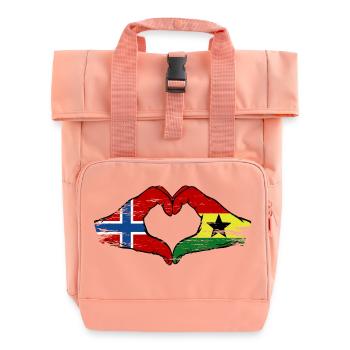 Norway Ghana flag hands heart shape used - Roll Top Backpack with Two Handles - chintz rose - Front
