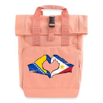 Bosnien Philippinen Flagge Hände Herzform used - Rolltop Rucksack mit zwei Griffen - Chintzrosa - Vorne