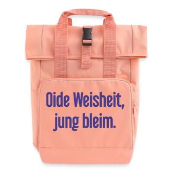 Oide Weisheit, jung bleim – Bavarian saying - Roll Top Backpack with Two Handles - chintz rose - Front