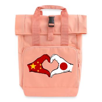 Chine Japon Drapeau Mains Coeur Forme - Sac à dos Roll Top à deux anses - rose liberty - Devant