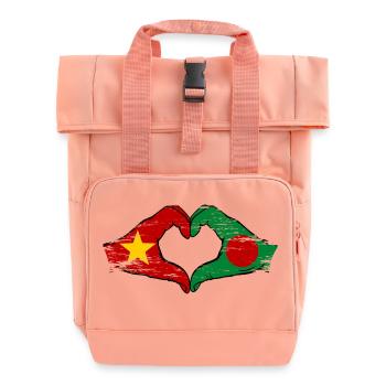 Vietnam Bangladesh flag hands heart shape used - Roll Top Backpack with Two Handles - chintz rose - Front