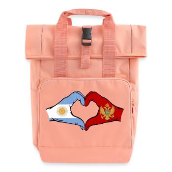 Argentinien Montenegro Flagge Hände Herzform - Rolltop Rucksack mit zwei Griffen - Chintzrosa - Vorne