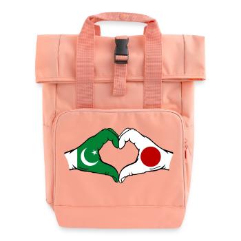 Pakistan Japon Drapeau Mains Coeur Forme - Sac à dos Roll Top à deux anses - rose liberty - Devant