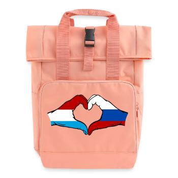 Luxembourg Russia Flag Hands Heart Shape - Roll Top Backpack with Two Handles - chintz rose - Front