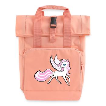 Unicorn Unicorn Pegasus Horse - Pony with wings - Roll Top Backpack with Two Handles - chintz rose - Front