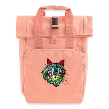 Couleur Cat | Pop Art | Chauve-souris chaton chats chaton - Sac à dos Roll Top à deux anses - rose liberty - Devant