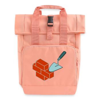 Bricklayer stones - Roll Top Backpack with Two Handles - chintz rose - Front