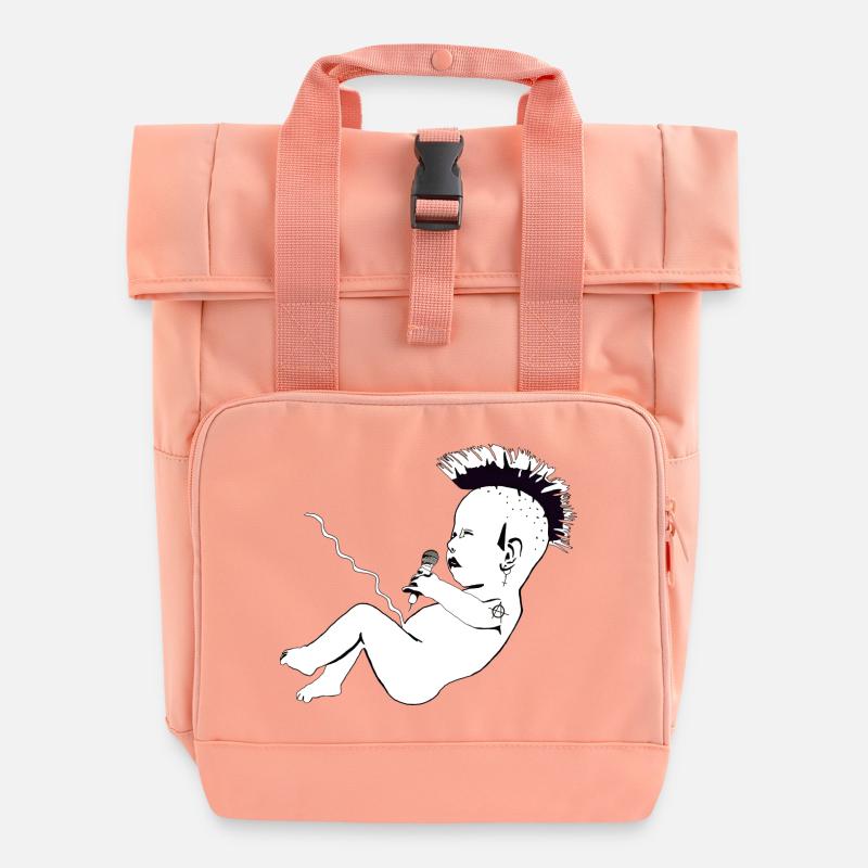 Punks not dead - Roll Top Backpack with Two Handles - chintz rose