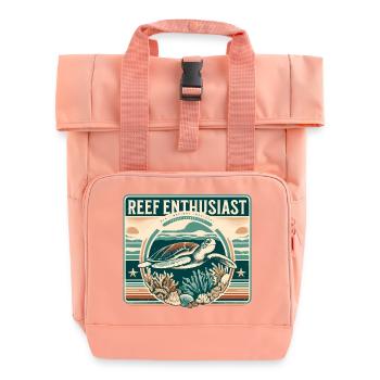 Reef Enthusiast Design, Vintage Water Turtle - Roll Top Backpack with Two Handles - chintz rose - Front