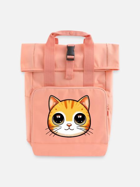 Katze - Rolltop Rucksack mit zwei Griffen - Chintzrosa