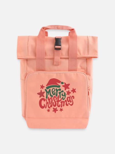 Weihnachten - Merry Christmas - Xmas - Rolltop Rucksack mit zwei Griffen - Chintzrosa