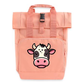 Cow - Roll Top Backpack with Two Handles - chintz rose - Front