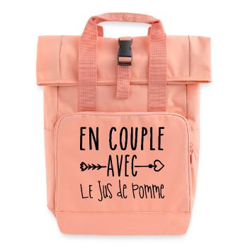 Couples with Apple Juice, Apple Juice Fans - Roll Top Backpack with Two Handles - chintz rose - Front