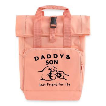 Papa Sohn beste Freunde fürs Leben - Rolltop Rucksack mit zwei Griffen - Chintzrosa - Vorne