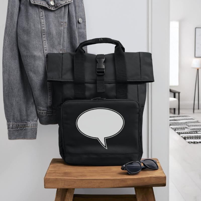 Speech bubble design right Roll Top Backpack with Two Handles