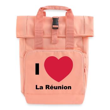 Ich liebe La Réunion - Rolltop Rucksack mit zwei Griffen - Chintzrosa - Vorne
