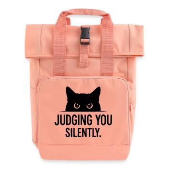 Cat humor, cat gift idea, funny pets - Roll Top Backpack with Two Handles - chintz rose - Front