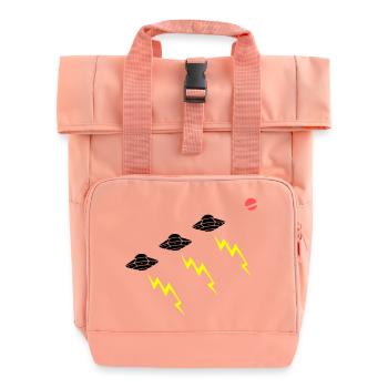 UFO Invasion Lightning Attack Alien Vector - Roll Top Backpack with Two Handles - chintz rose - Front